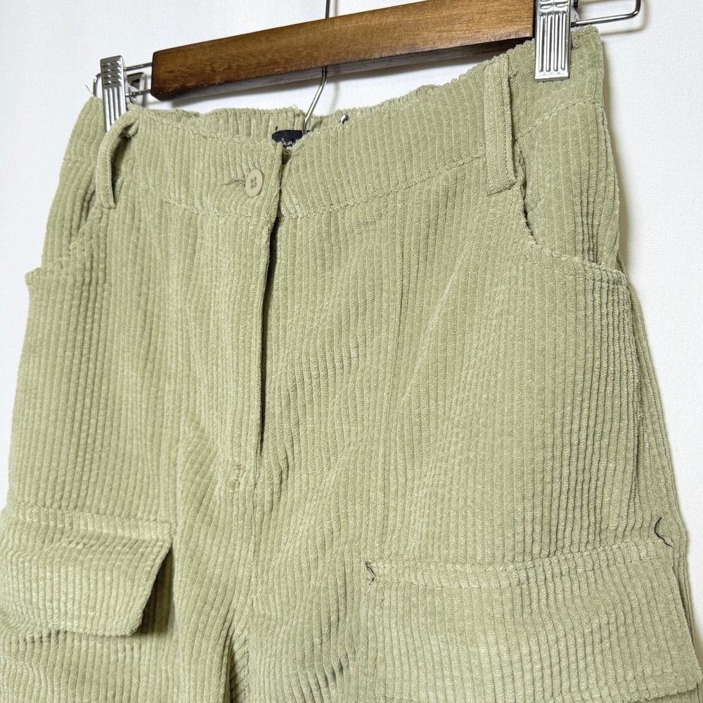 Hunter & Brown Sage Green Corduroy Wide Leg Cargo Pants HBP194-A Small